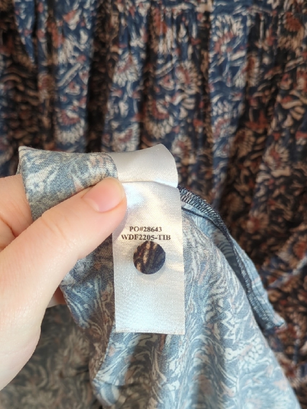 Faherty Navy Brown Floral V-Neck Maxi Dress Size Large Boho Cottage Beachy - Picture 8 of 9
